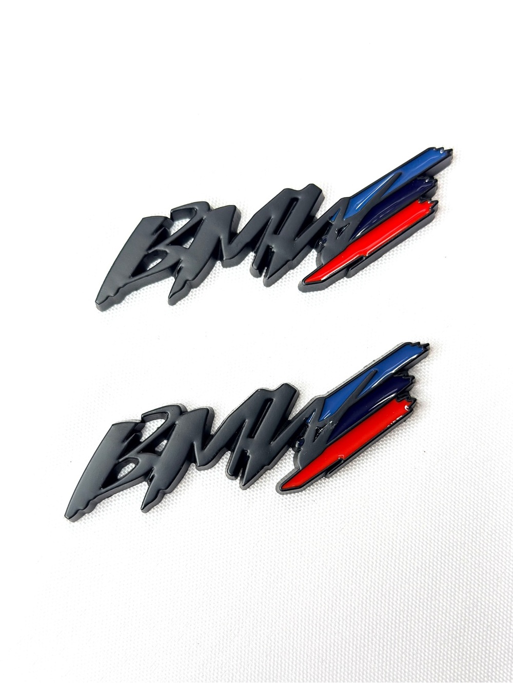 BMW Tricolor Metal Fender Badge - M Sport Emblem Sticker (2 Pcs) in Matte Black